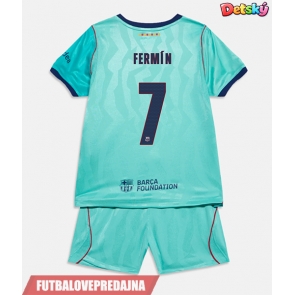 Lacne Dětský Futbalové dres Barcelona Fermin Lopez #7 2026-27 Krátky Rukáv - Tretina (+ trenírky)